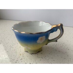 Child’s Play Toy Teacup Midcentury Blue Yellow Japan Porcelain